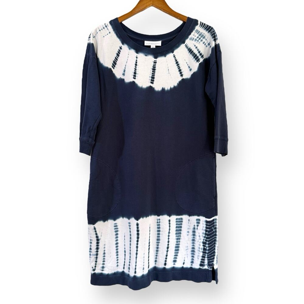 J. Jill Pure Jill Blue Tie-Dye Dress S 100% Organic Cotton Terry Pockets Comfort
